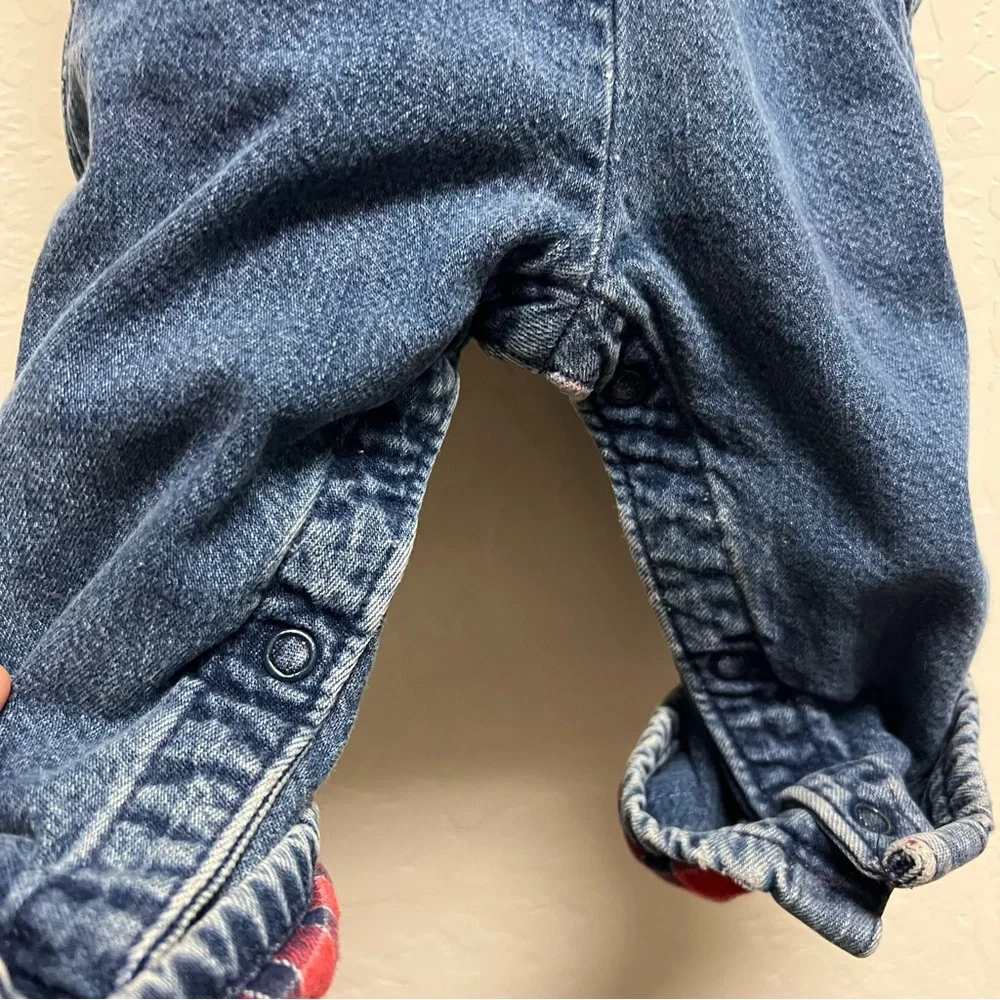Vintage Osh Kosh B’gosh Toddler Baby Overalls Flannel Lined Vestbak Size 18 mo